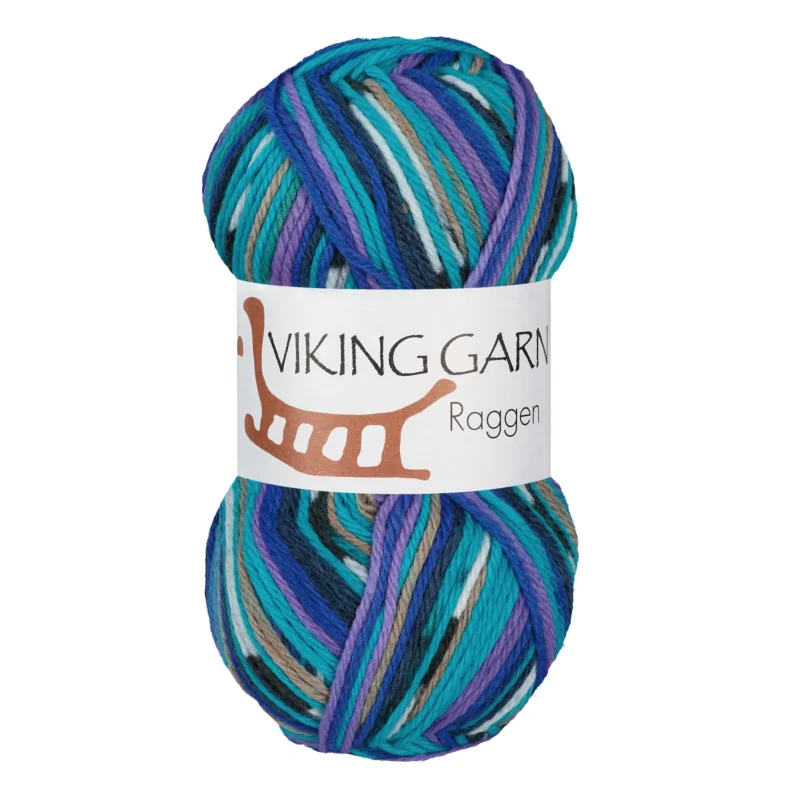 Erbjudande Viking Garn Raggen, 150g, Multi Turkos, 764