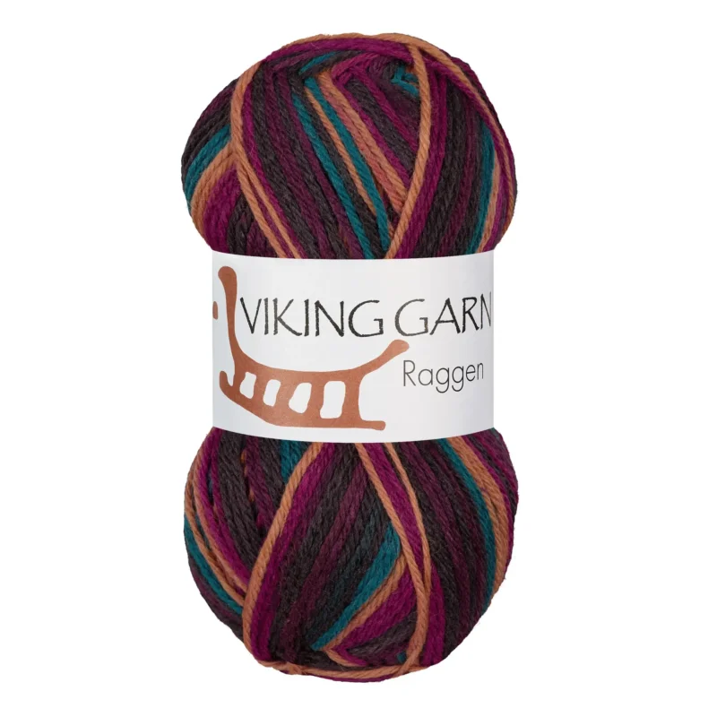 Viking Garn Raggen, 150g, Multi Lila/Ockra, 756 Premium