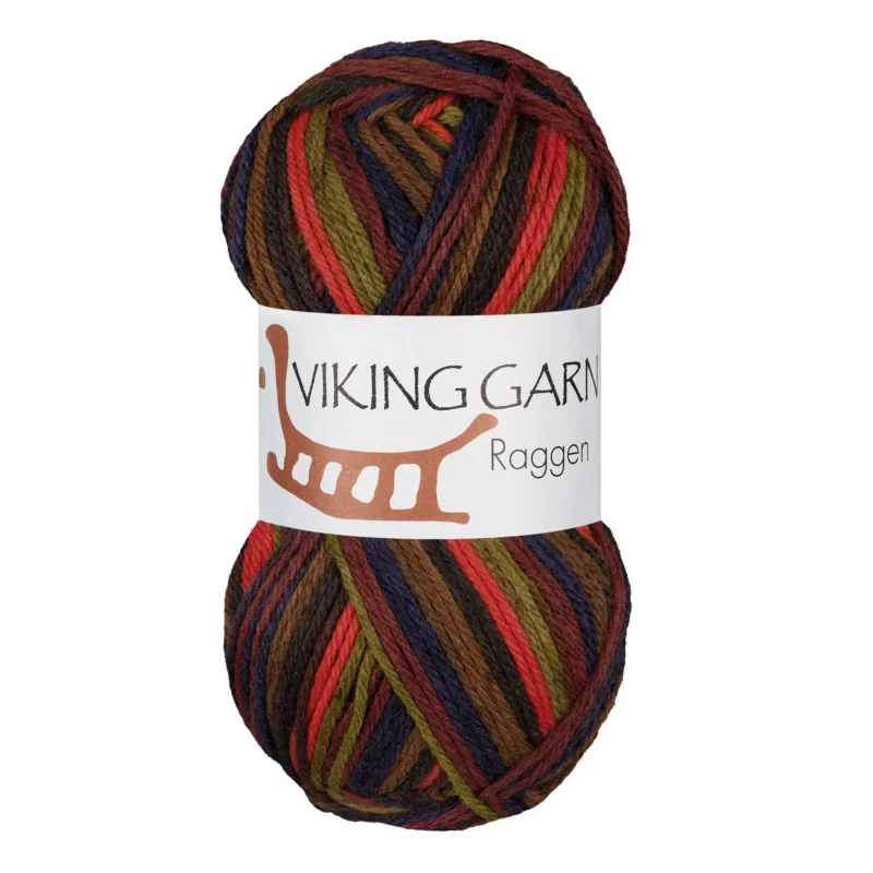 Viking Garn Raggen, 150g, Multi Brun/Röd, 752 Fynd