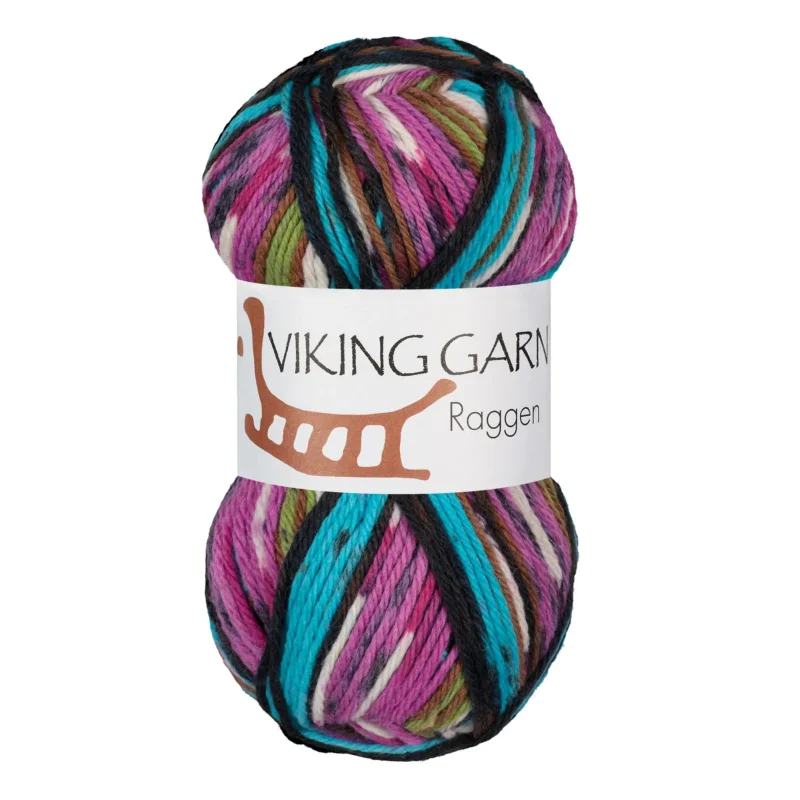 Premium Viking Garn Raggen, 150g, Multi Ljus Turkos/Rosa, 740