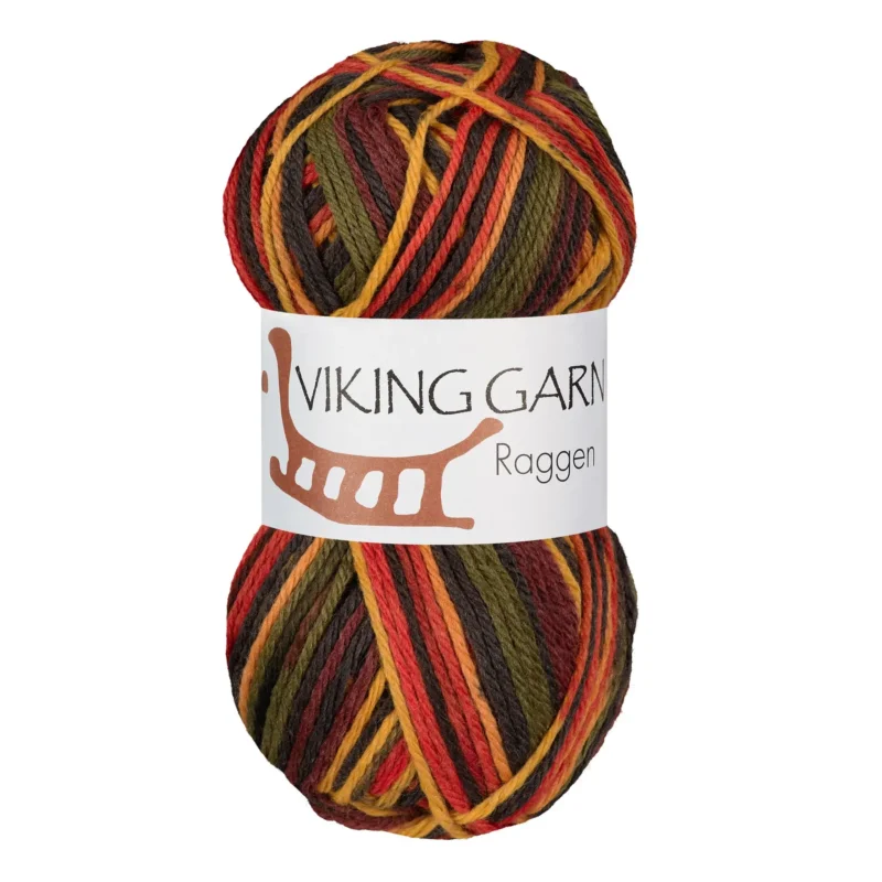Premium Viking Garn Raggen, 150g, Multi Orange/Brun, 737