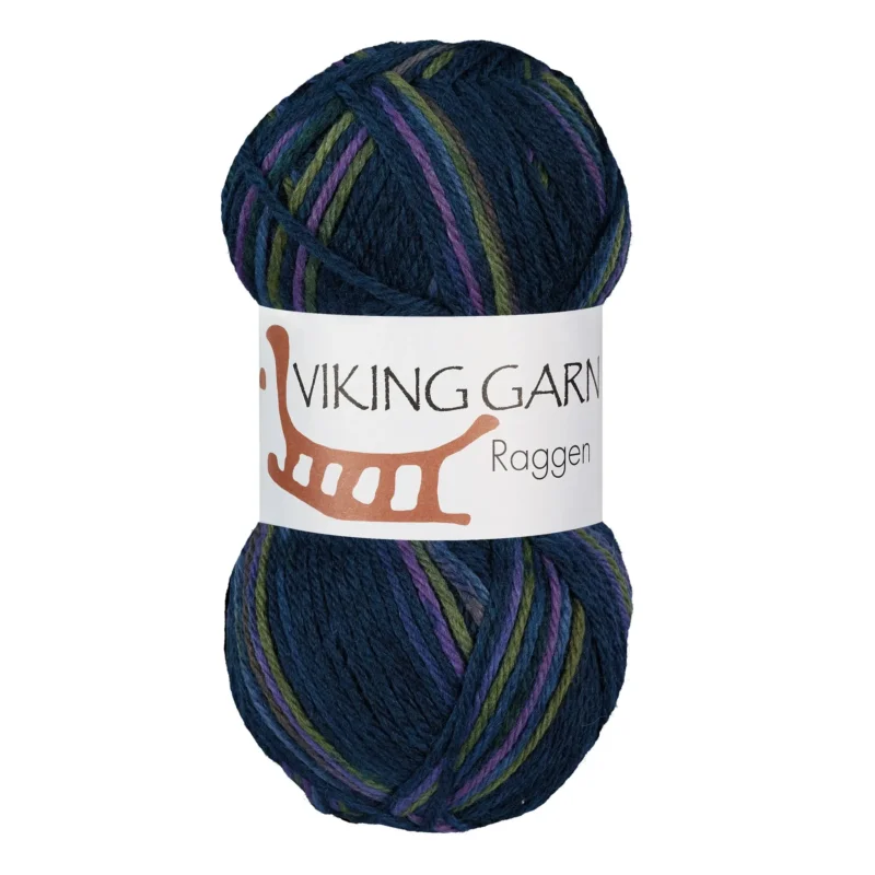 Endast denna vecka Viking Garn Raggen, 150g, Multi Marine/Grön, 727