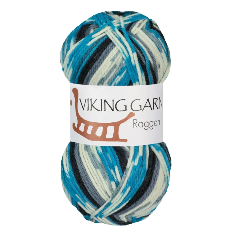Populär Viking Garn Raggen, 150g, Multi Turkos/Vit, 723