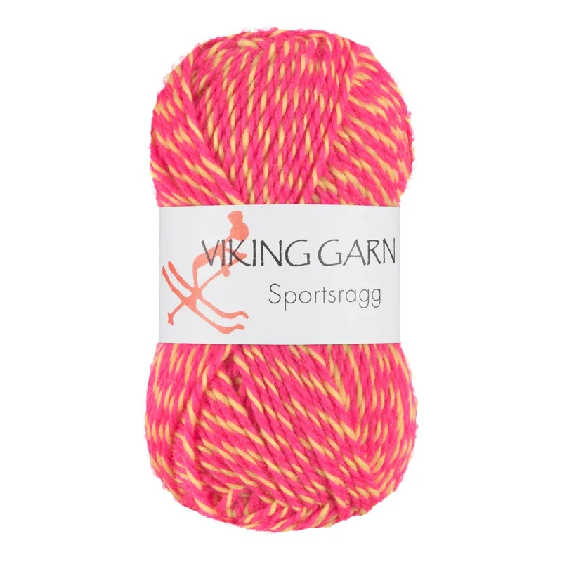 Outlet Viking Garn Sportsragg, 50g, Multi Rosa/Gul, 557