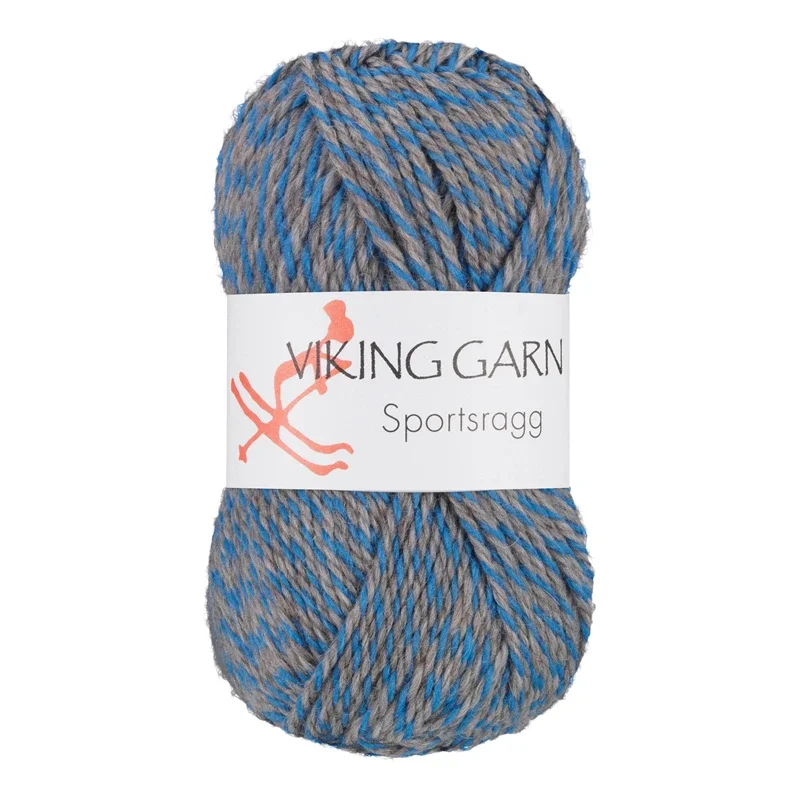 Viking Garn Sportsragg, 50g, Grå/blå, 570 Begränsat antal