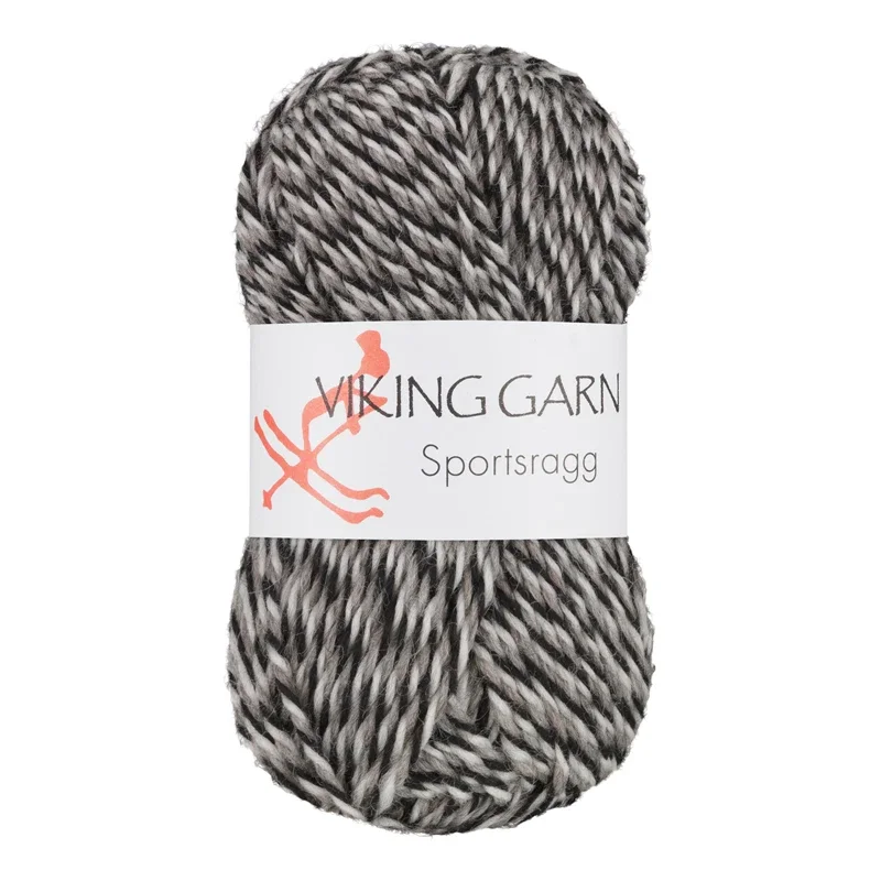 Trygg betalning Viking Garn Sportsragg, 50g, Grå/Svart/Vit, 580