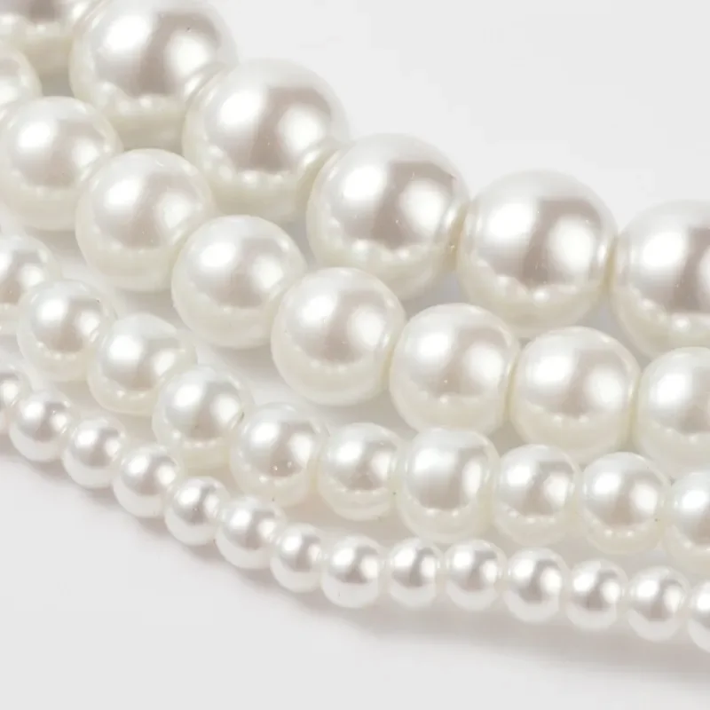 Premium Glaspärlor, White, 4~12mm, Ca: 600 st