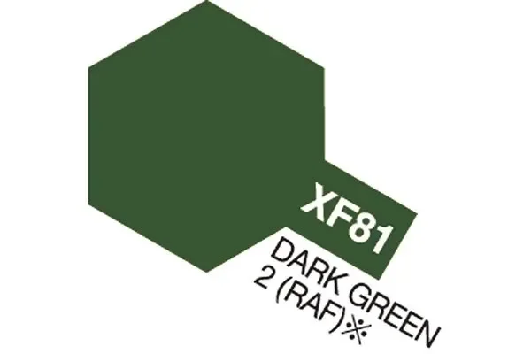 Expressleverans TAMIYA Acrylic Mini XF-81 Dark Green 2 RAF (Semi Gloss)