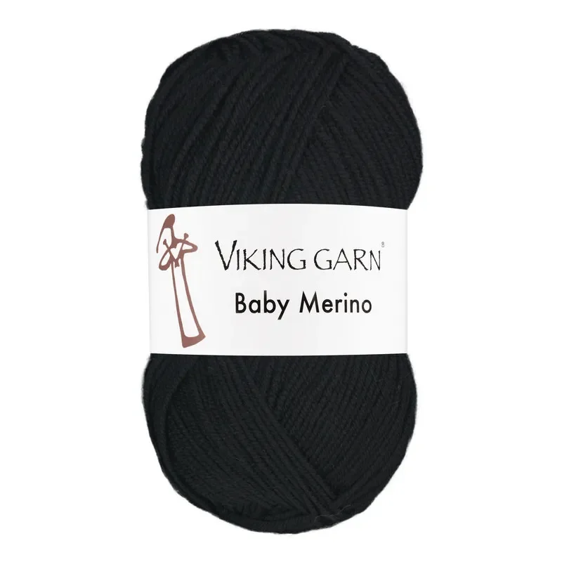 Nyhet Garn Baby Merino, 50g, Svart, 203