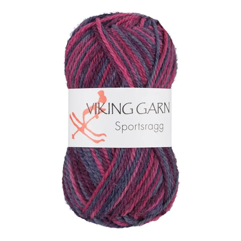 Viking Garn Sportsragg, 50g, Flerfärgad Rosa/Blå, 566 Beställ idag