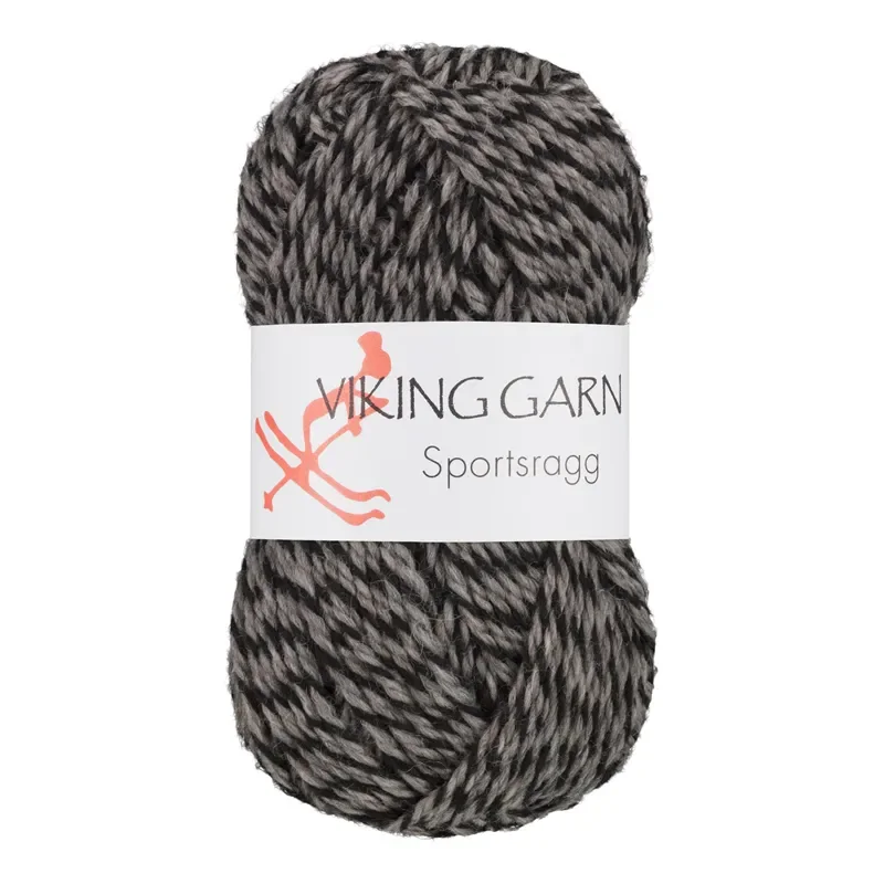 Viking Garn Sportsragg, 50g, Grå/Svart, 540 Nedsatt pris