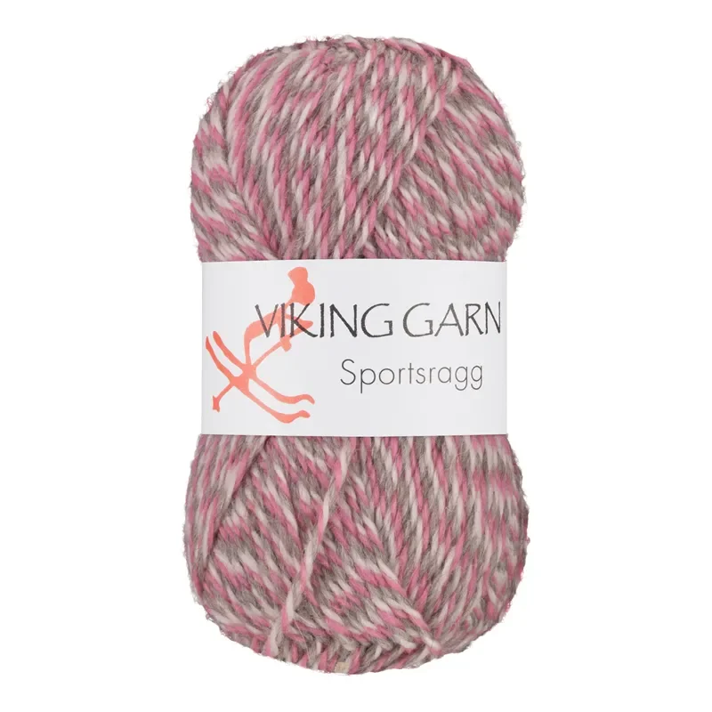 Säker betalning Viking Garn Sportsragg, 50g, Rosa/Grå, 584