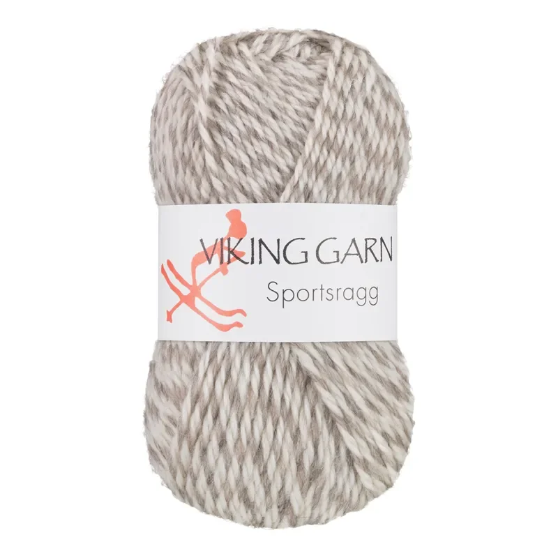 Viking Garn Sportsragg, 50g, Vit/Grå, 520 Endast idag