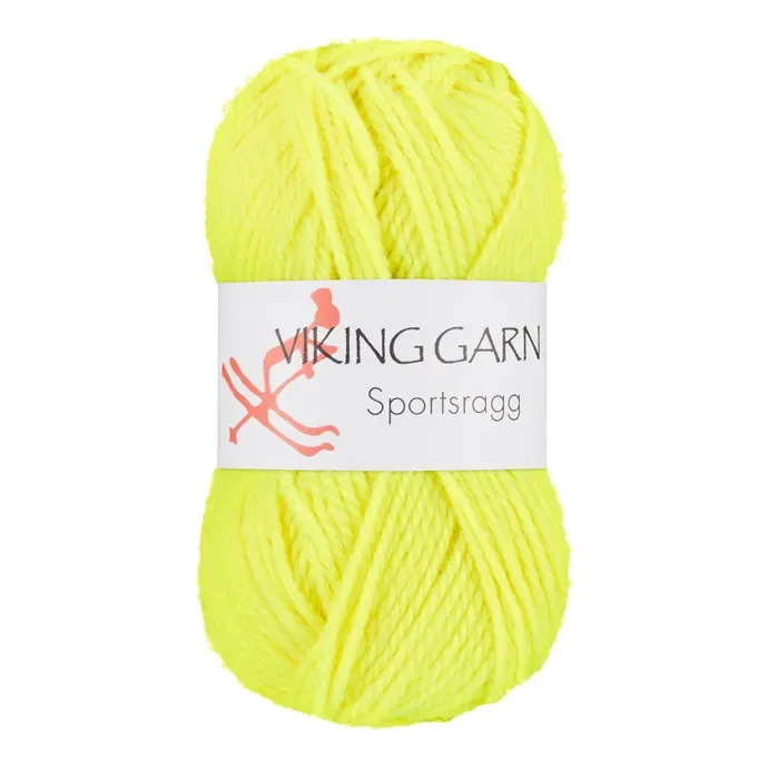 Viking Garn Sportsragg, 50g, NeonGul, 549 Sänkt pris