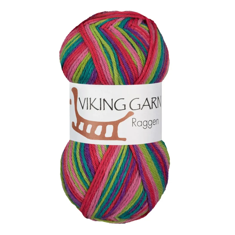 Nyhet Viking Garn Raggen, 150g, Flerfärgad Rosa/Grön, 738