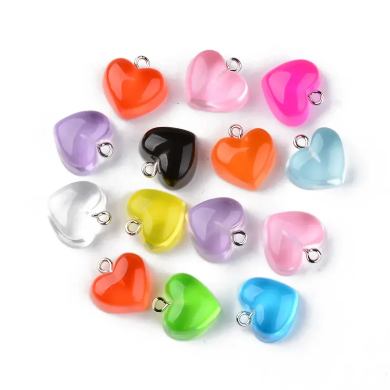 Hänge, Resin hjärta, Blandade färger, 10 st Populärt val