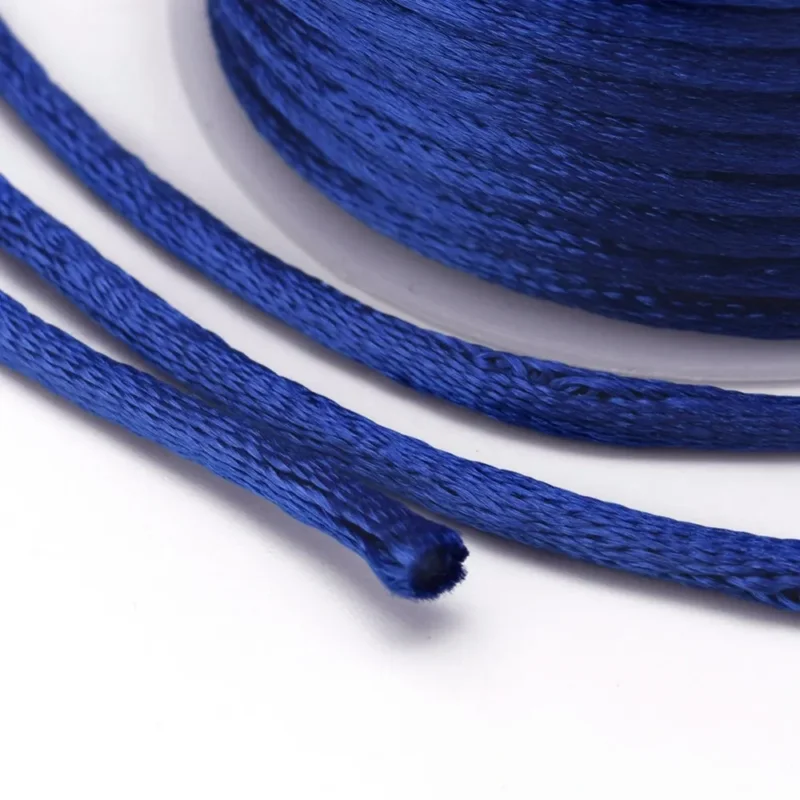 Blue Satin Rattail Cord - 10m/2mm I lager