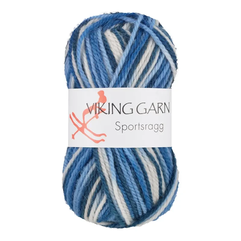 Outlet Viking Garn Sportsragg, 50g, Flerfärgad vit/blå 525