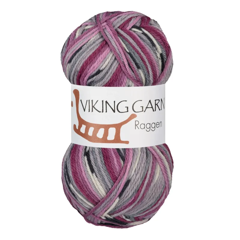 Viking Garn Raggen, 150g, Flerfärgad grå/rosa 762 Rea