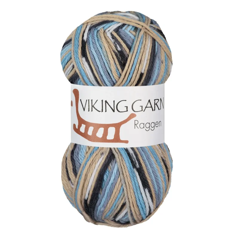 Viking Garn Raggen, 150g, Flerfärgad Beige/ljusblå 722 Reapris