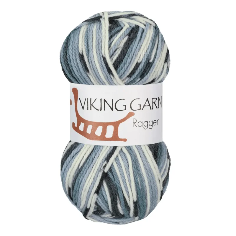 Viking Garn Raggen, 150g, Flerfärgad grå/vit, 711 Reapris