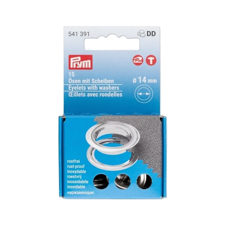 Öljetter med brickor, 14 mm, silverfärgade 15st Rabatter