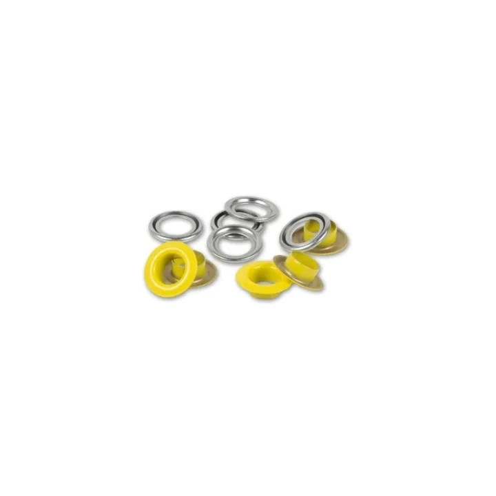 Rabatt Öljetter med brickor, 8 mm, gula 32st