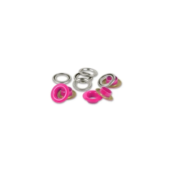 Öljetter med brickor, 8 mm, rosa 32st Kampanjpris