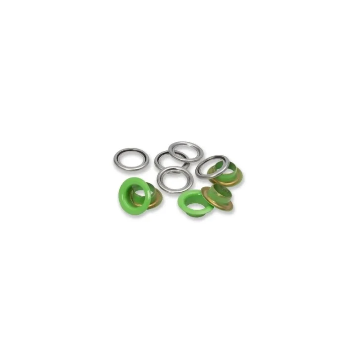 Öljetter med brickor, 11 mm, grön 20st Reapris