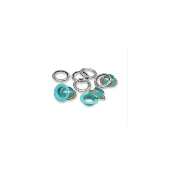 Fynd Öljetter med brickor, 14 mm, turkos 15st