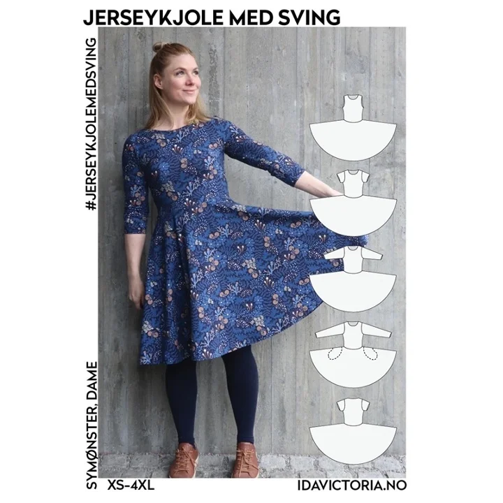 Ida Victoria - Jerseykjole med sving, dam Beställ idag