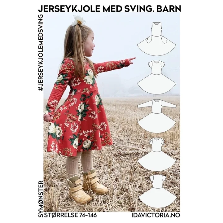Sänkt pris Ida Victoria - Jerseykjole med sving, barn