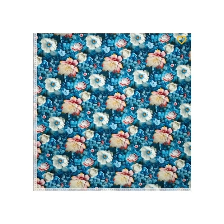 Sarah 3D flowers, blå-vit Expressleverans