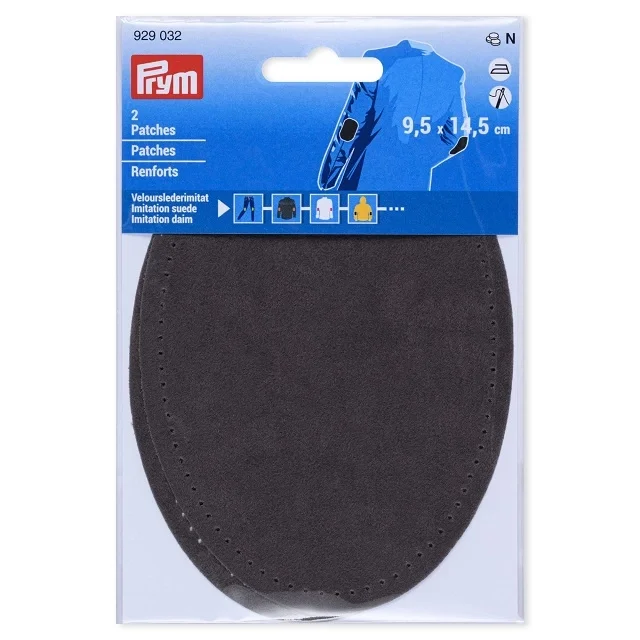 Fynd Prym Armbågslapp, mockaimitation, 9,5x14,5cm, grå