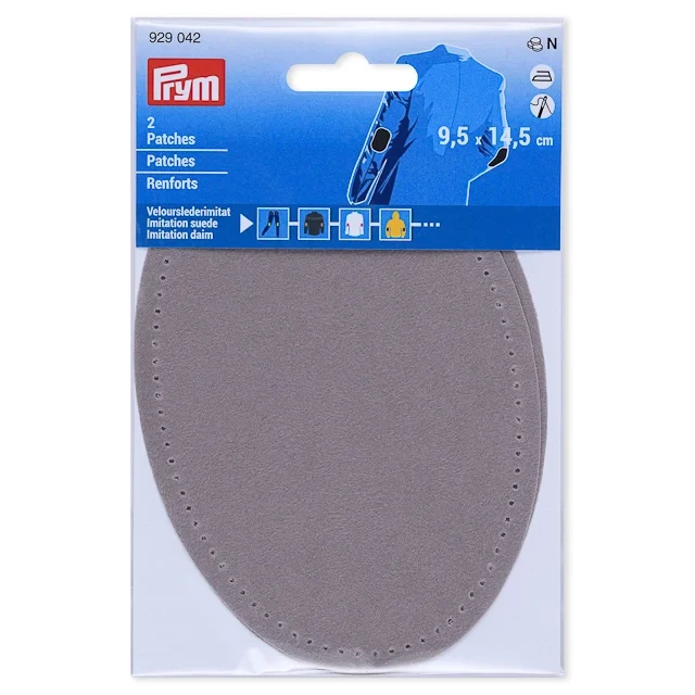 Premium Prym Armbågslapp, mockaimitation, 9,5x14,5cm, ljusgrå