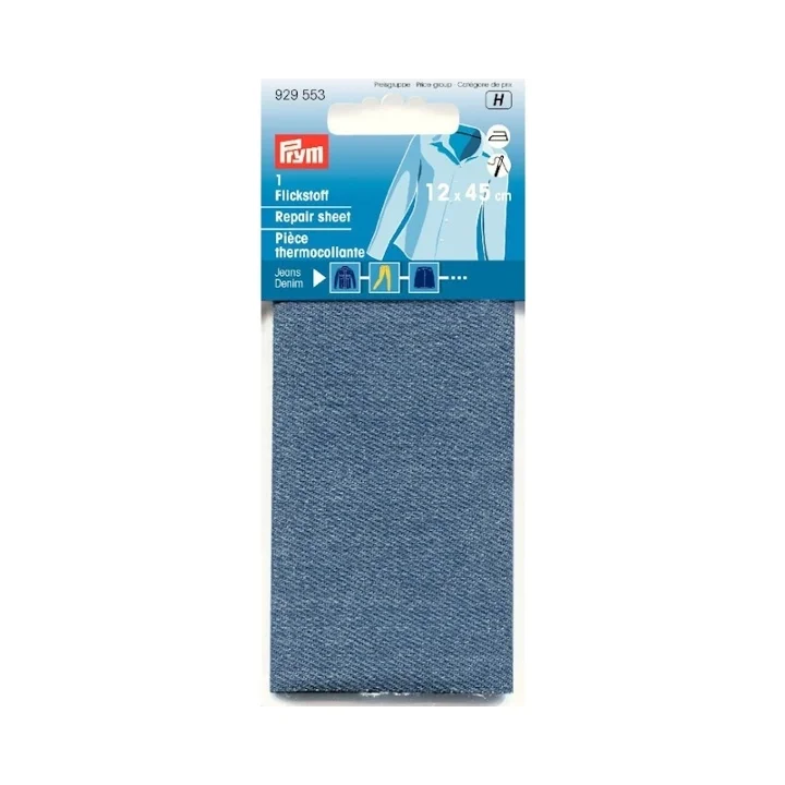 Laglapp för jeans, strykbar, 12 x 45 cm, mellanblå Billigare