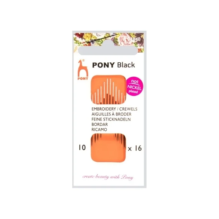 Pony Black Broderinålar 10 Rea