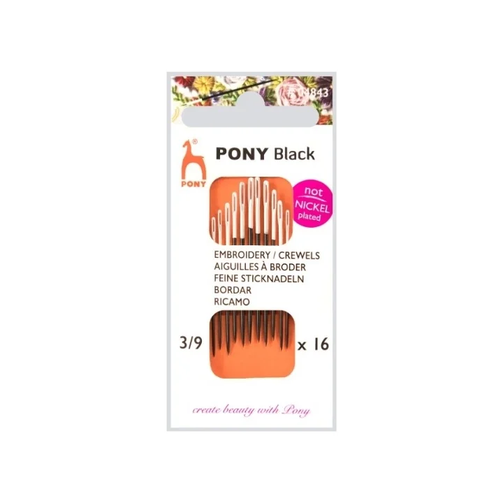 Pony Black Broderinålar 3-9 Kundfavorit
