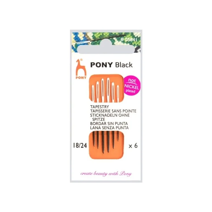 Pony Black Tapisserinålar 18-24 Snabb leverans